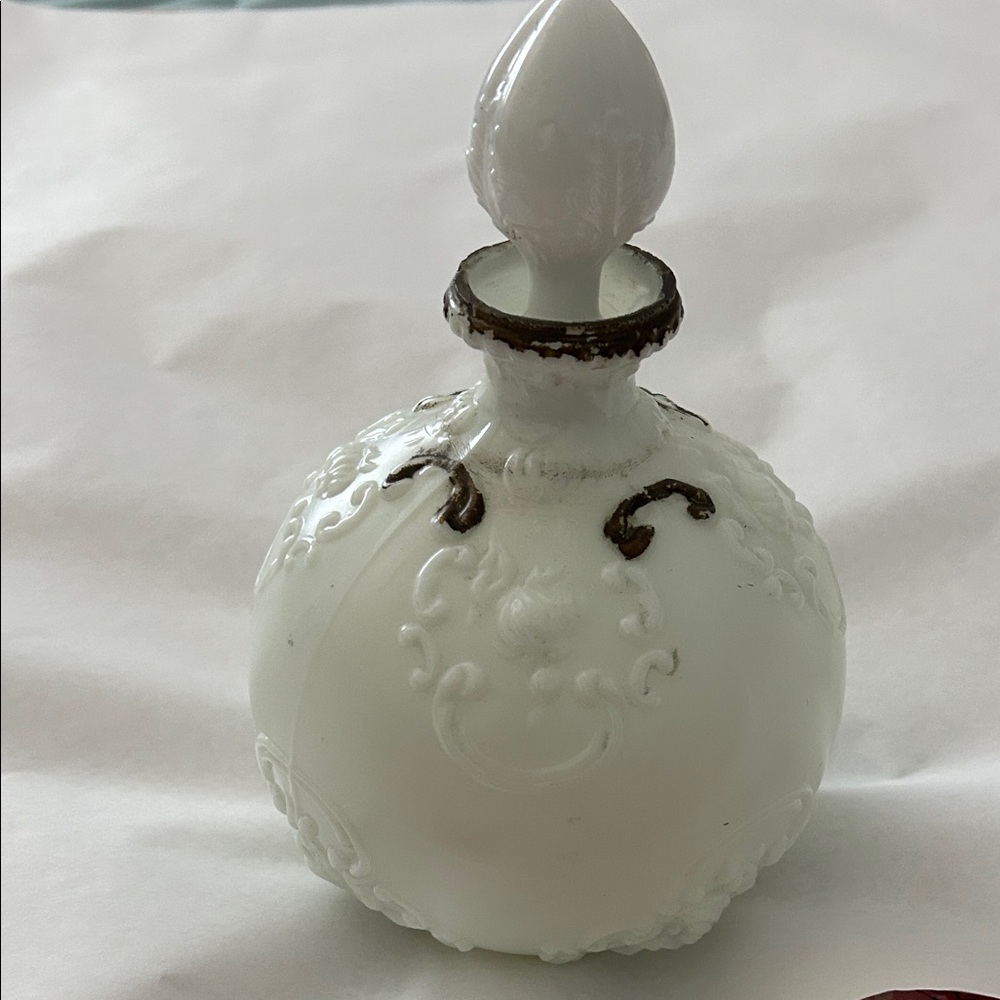 Antique milk-white barber shop apothecary jar.